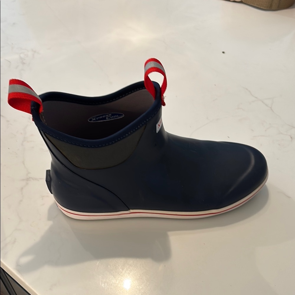 Hunter Navy Ankle Boots with Red Accents